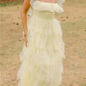 Elegant Yellow Ruffled Dress